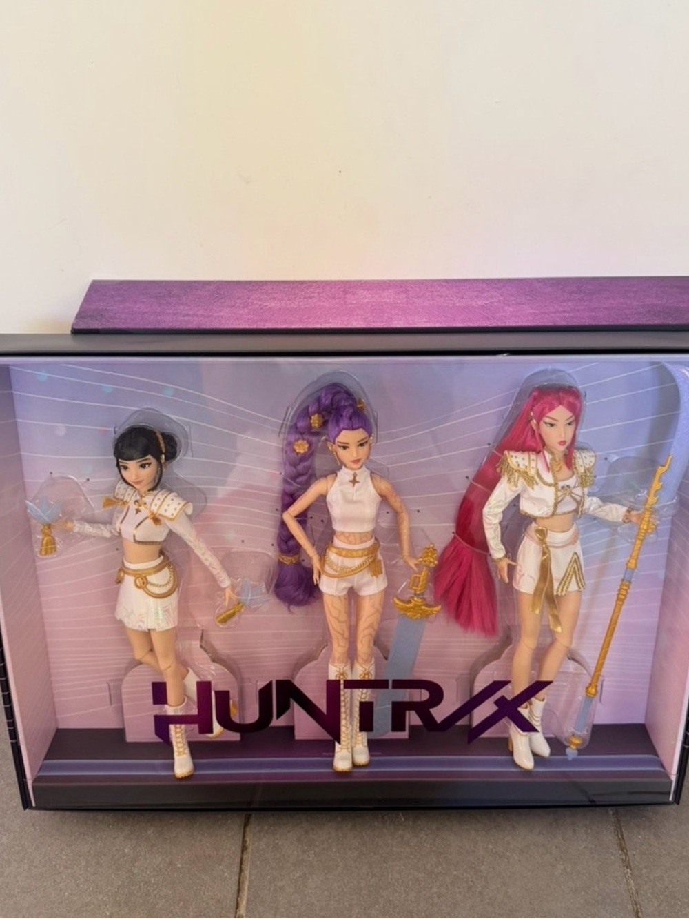 Mattel Huntrax Doll Trio - White Outfits with Purple, Pink, Black Hair